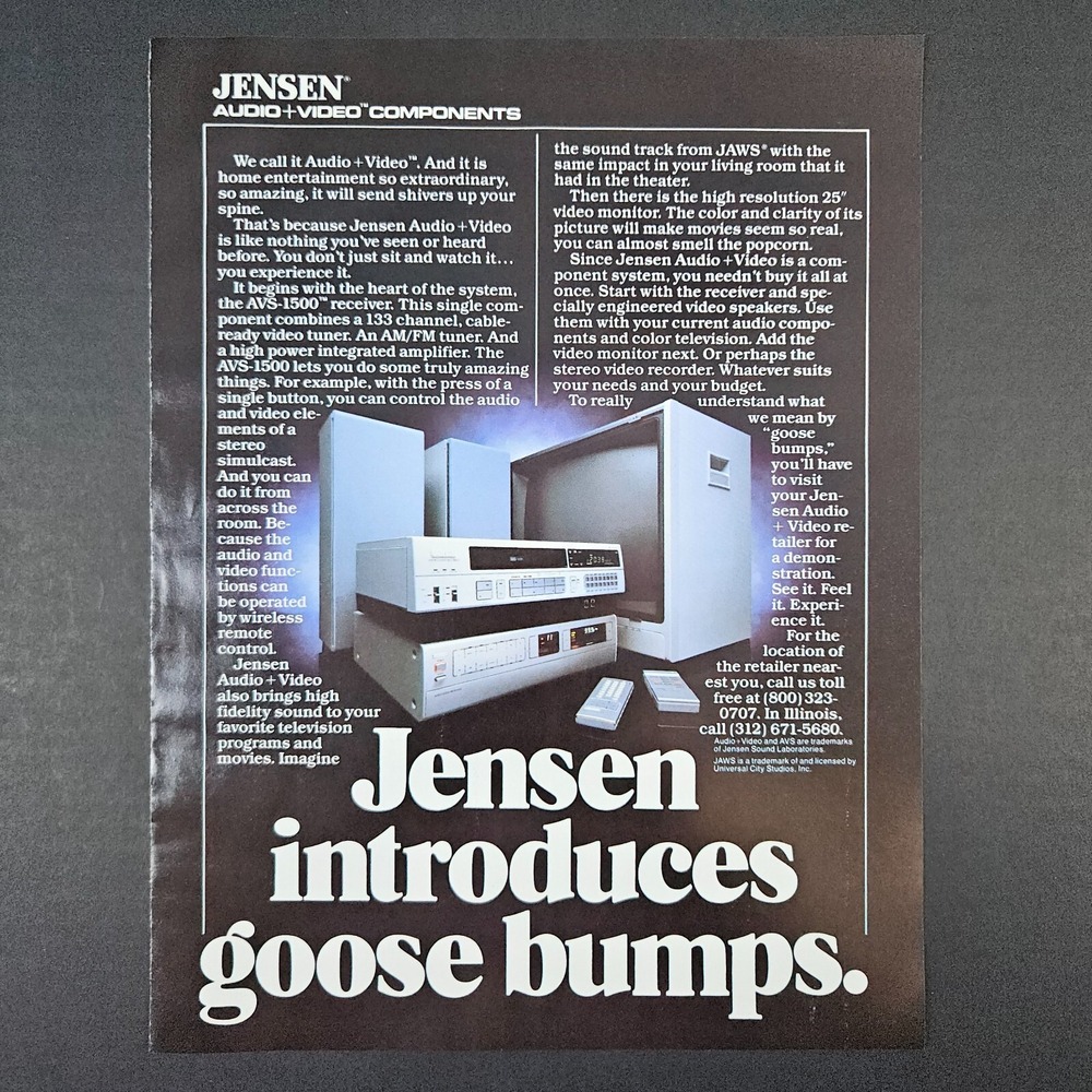 1983‎ Jensen Sound Laboratories Audio Video Components Vintage Print Ad AVS-1500